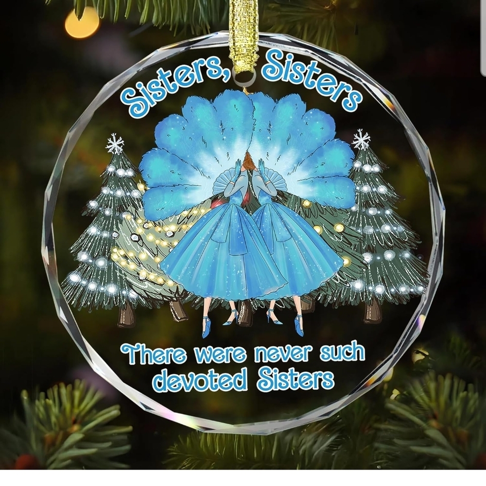 Sisters Holiday Ornament with Blue and Gold Accents